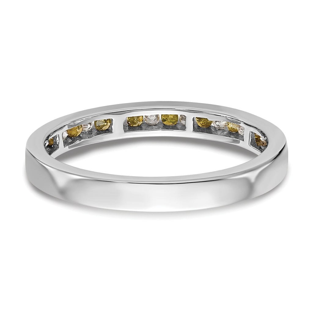 14k White Gold Yellow & White Diamond Band