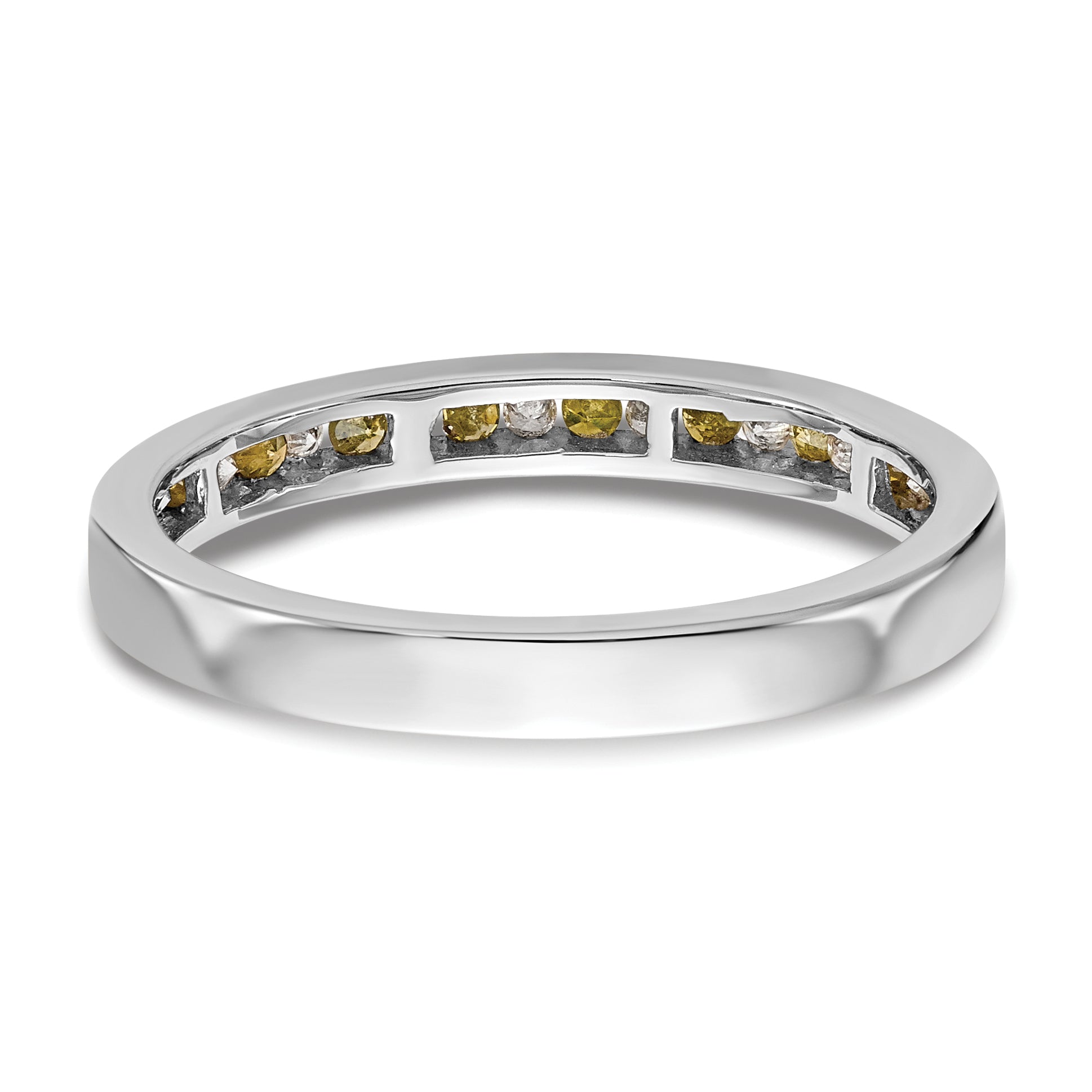 14k White Gold Yellow & White Diamond Band