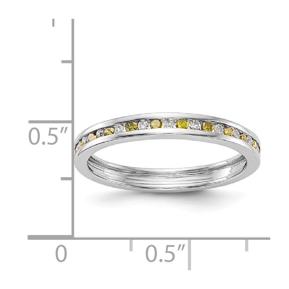 14K White Gold Yellow & White Diamond Band
