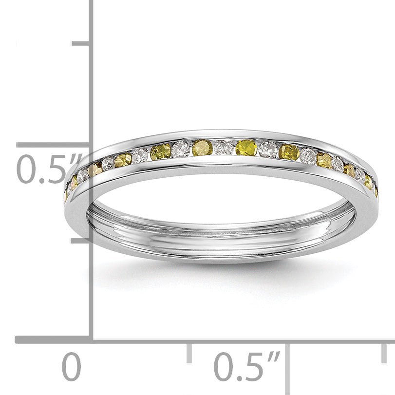 14k White Gold Yellow & White Diamond Band