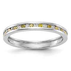 14K White Gold Yellow & White Diamond Band - 7