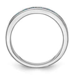 14K White Gold Blue Diamond Band - 7