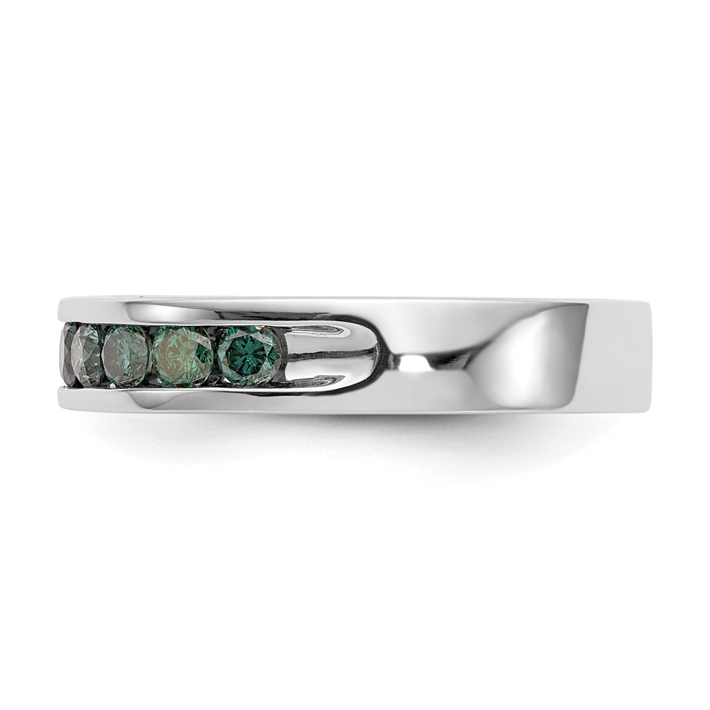 14k White Gold 3/4 carat Blue Diamond Complete Channel Band