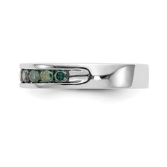 14K White Gold Blue Diamond Band - 7