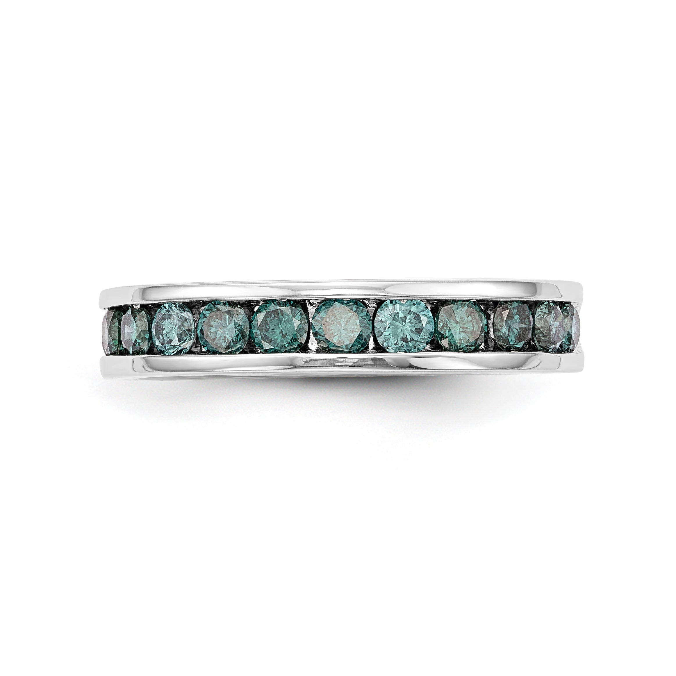14K White Gold Blue Diamond Band - 7