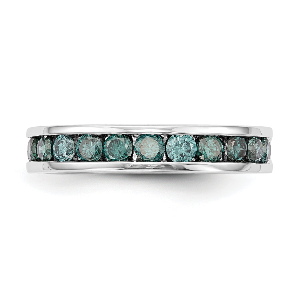 14k White Gold 3/4 carat Blue Diamond Complete Channel Band