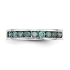 14k White Gold 3/4 carat Blue Diamond Complete Channel Band