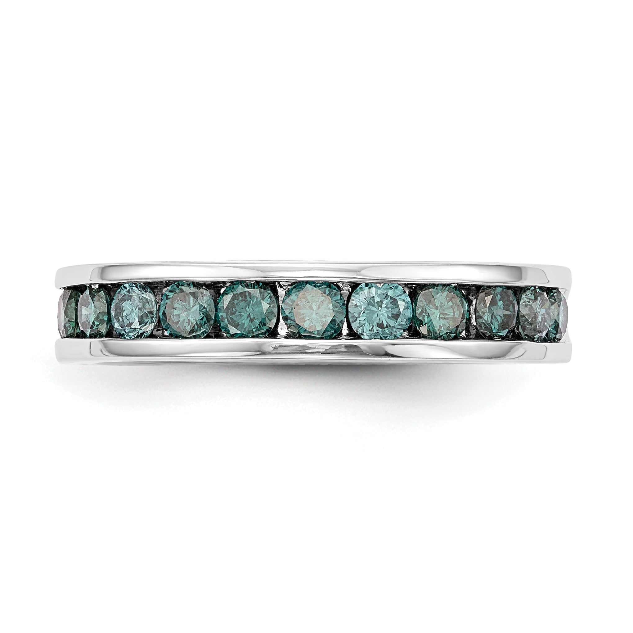 14k White Gold 3/4 carat Blue Diamond Complete Channel Band