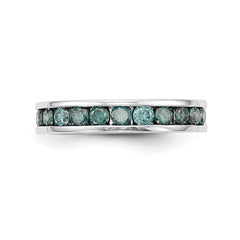 14K White Gold Blue Diamond Band - 7