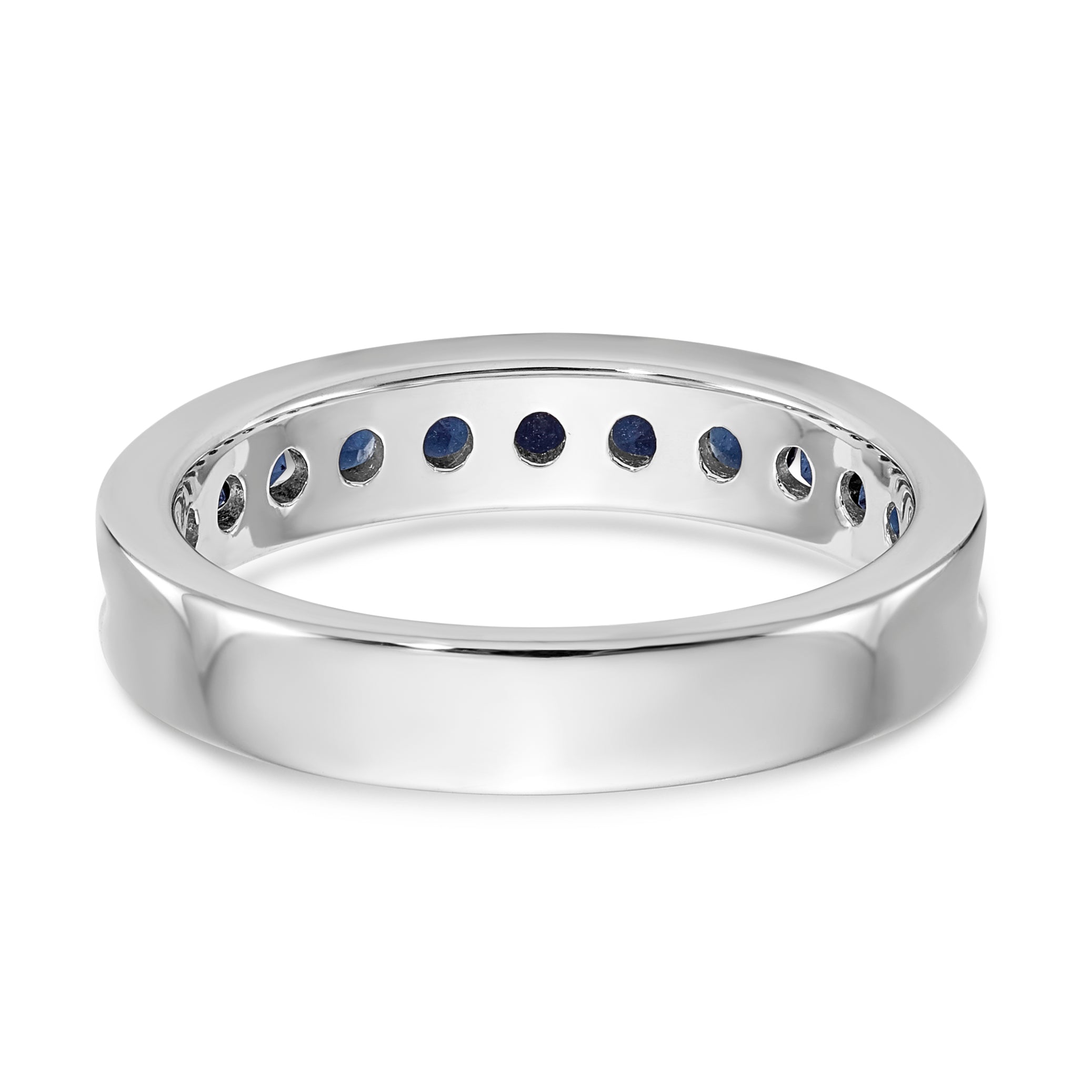 14K White Gold Blue Diamond Band - 7