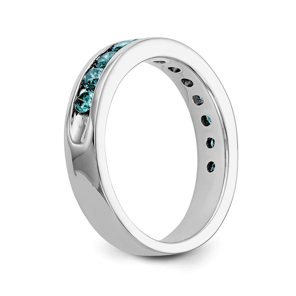14K White Gold Blue Diamond Band