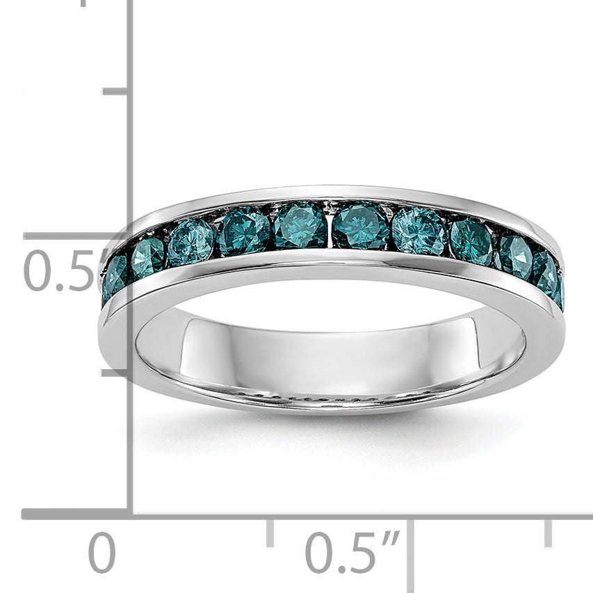 14k White Gold 3/4 carat Blue Diamond Complete Channel Band