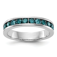 14K White Gold Blue Diamond Band - 7