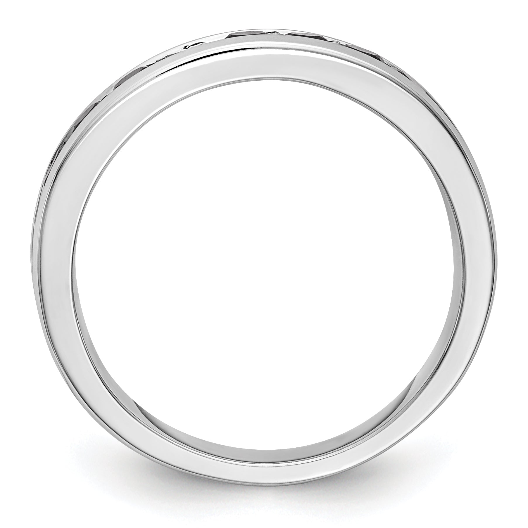 14K White Gold Black Diamond Band - 7