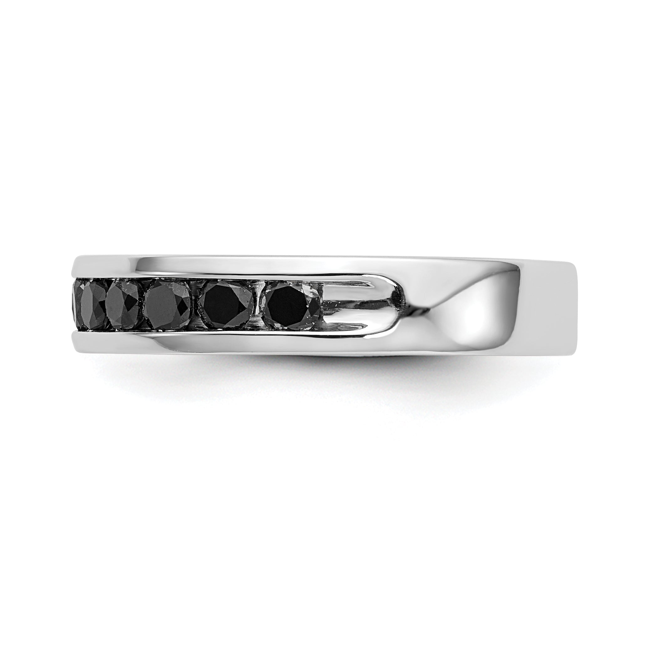 14K White Gold 3/4 carat Black Diamond Complete Channel Band