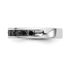14K White Gold Black Diamond Band - 7