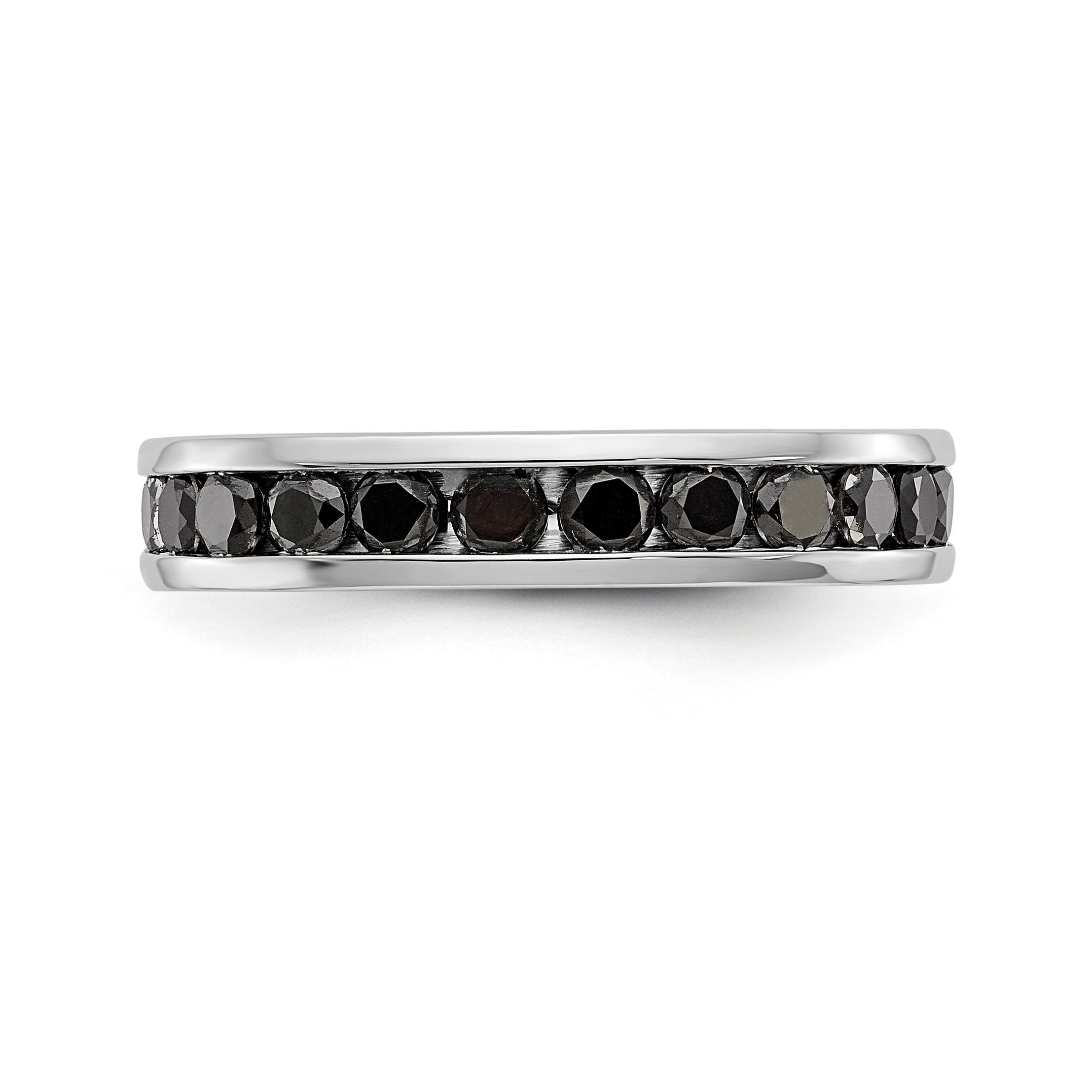14K White Gold Black Diamond Band - 7
