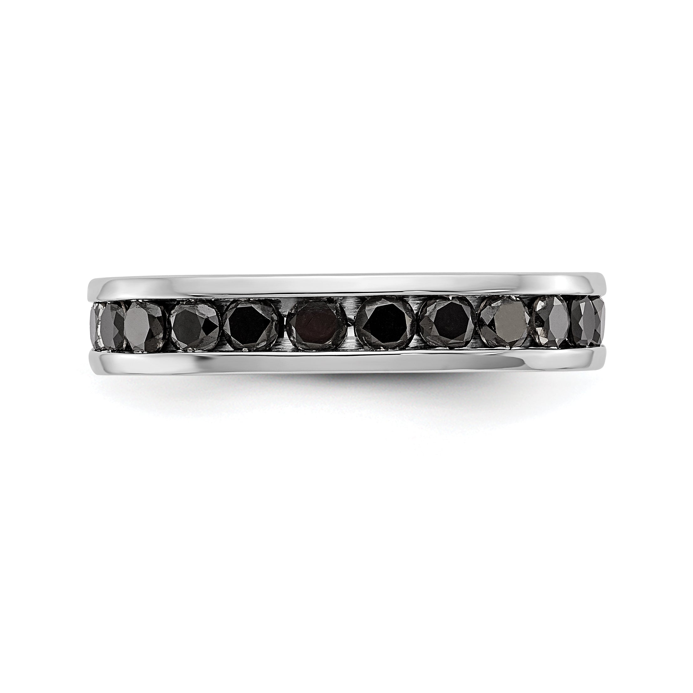 14K White Gold 3/4 carat Black Diamond Complete Channel Band