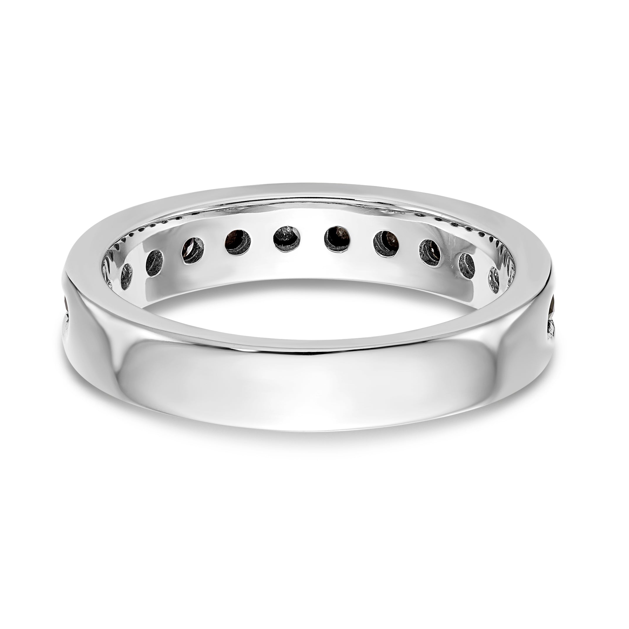 14K White Gold Black Diamond Band - 7