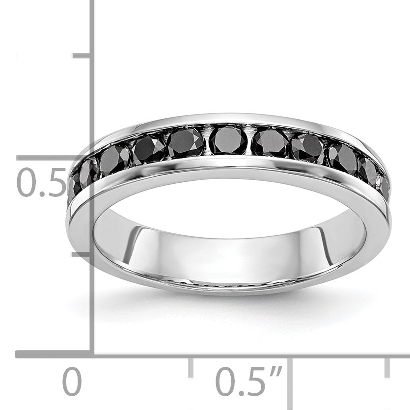 14K White Gold 3/4 carat Black Diamond Complete Channel Band