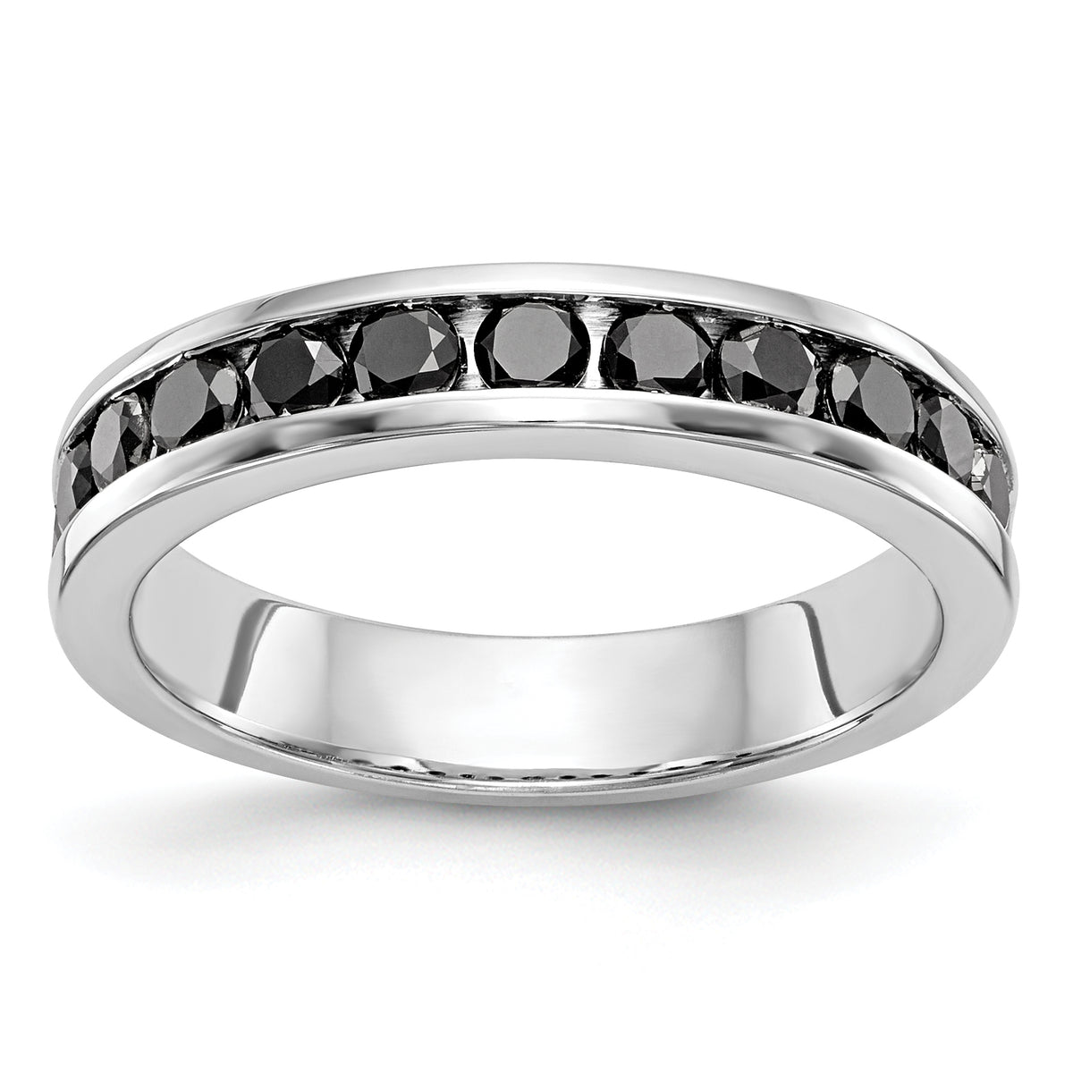 14K White Gold Black Diamond Band - 7