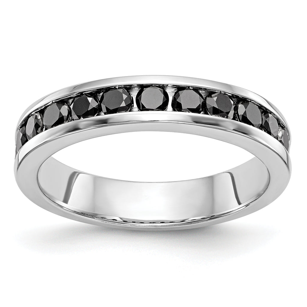 14K White Gold 3/4 carat Black Diamond Complete Channel Band