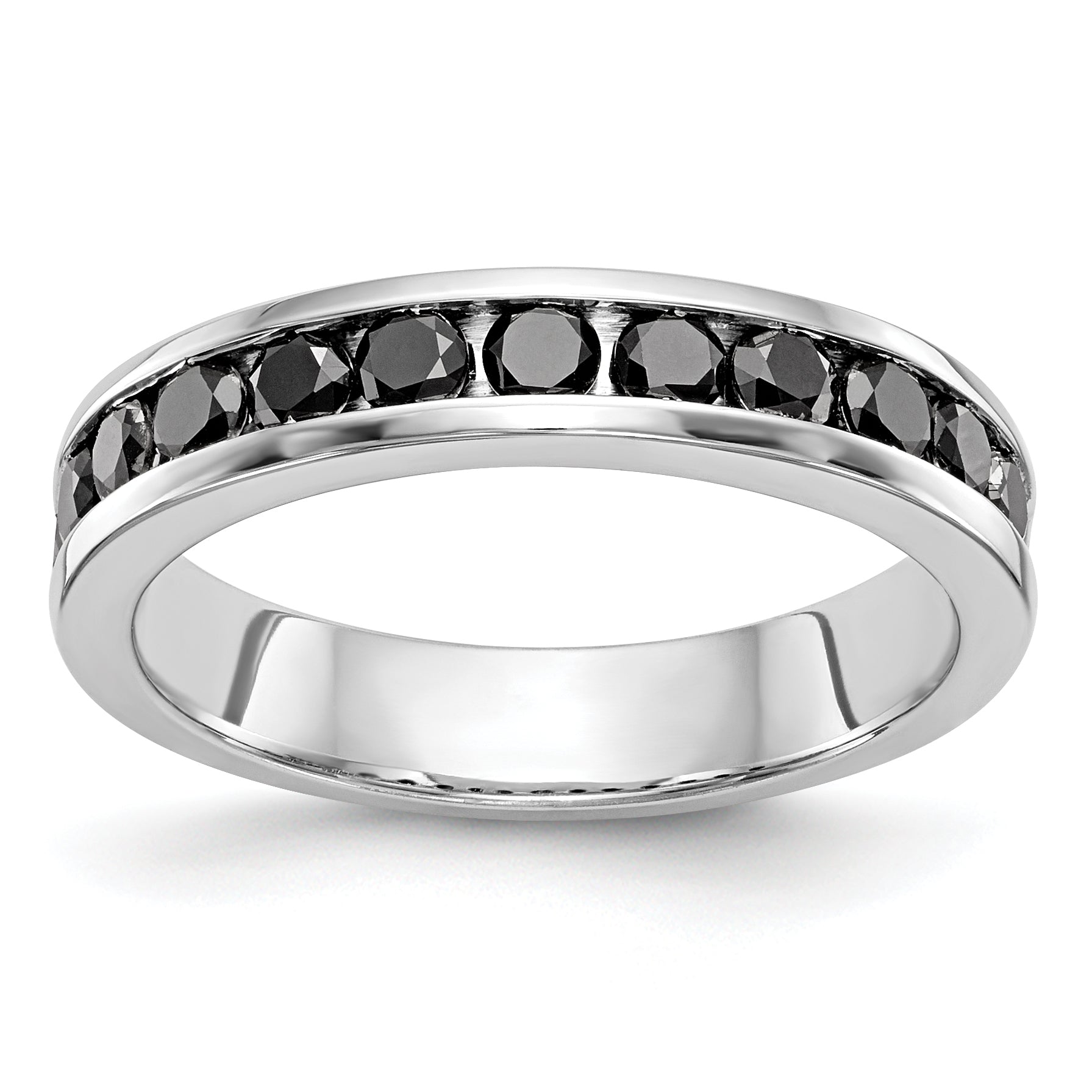 14K White Gold 3/4 carat Black Diamond Complete Channel Band