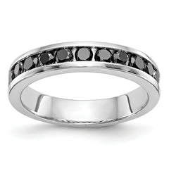 14K White Gold Black Diamond Band - 7