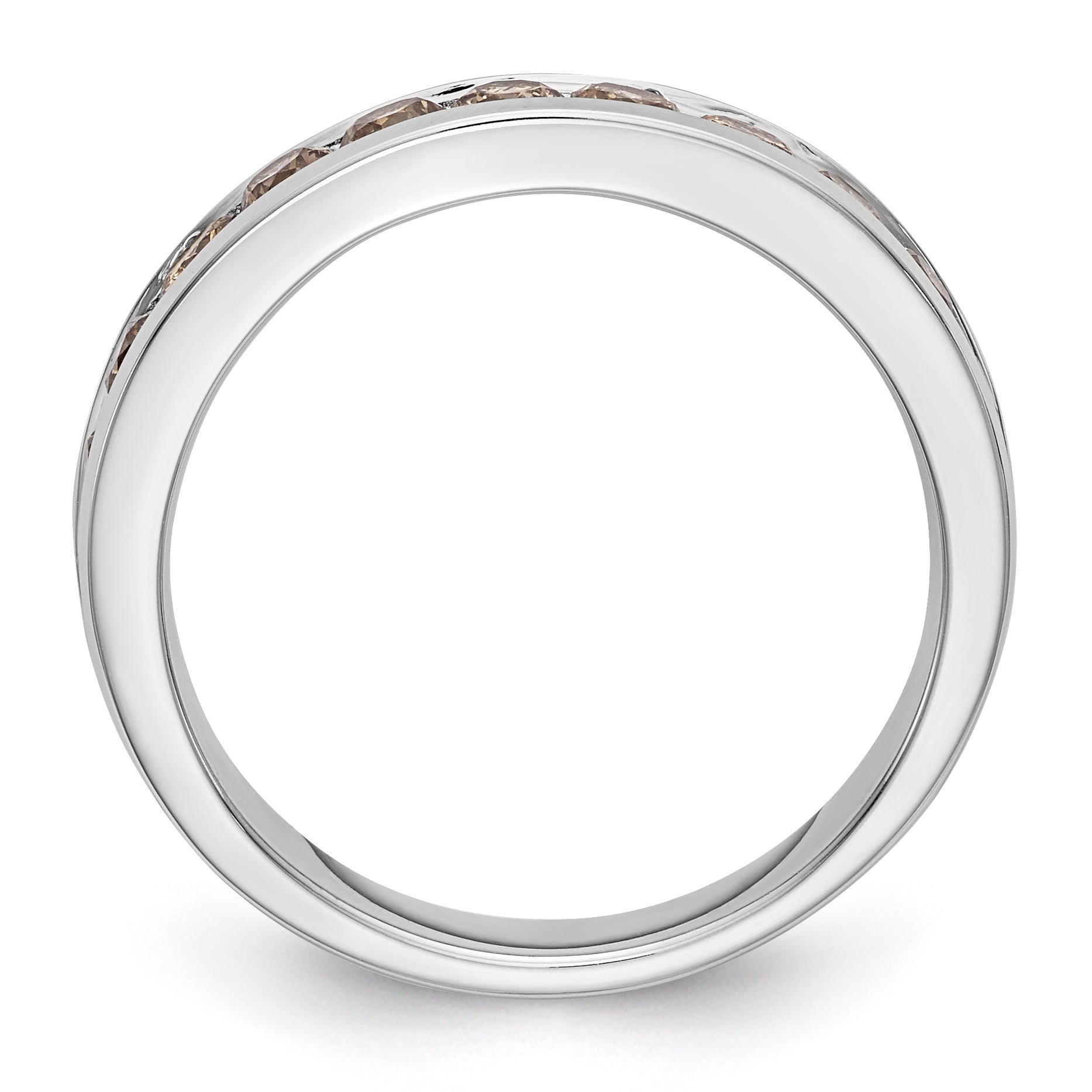 14K White Gold Champagne Diamond Band - 7