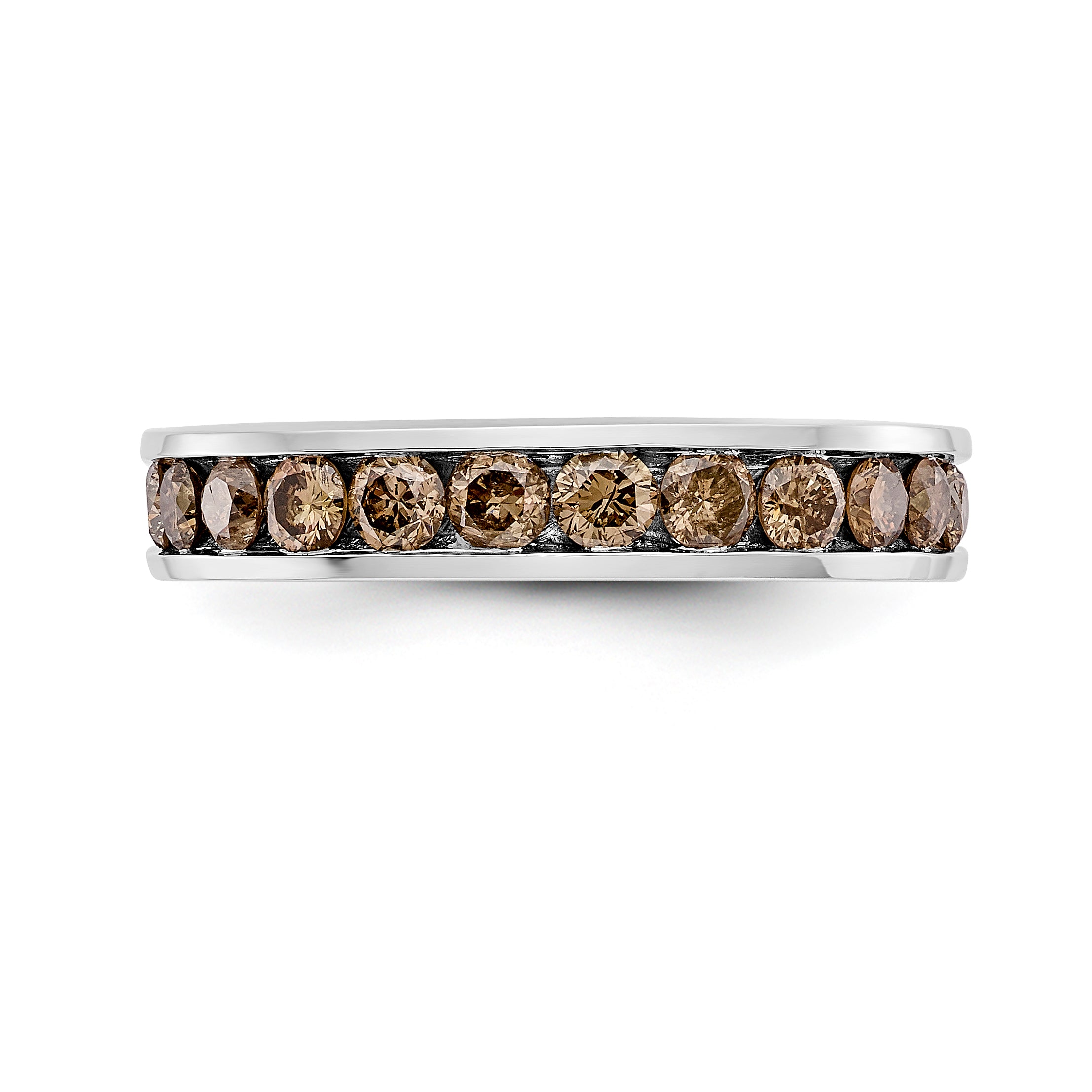 14K White Gold Champagne Diamond Band - 7