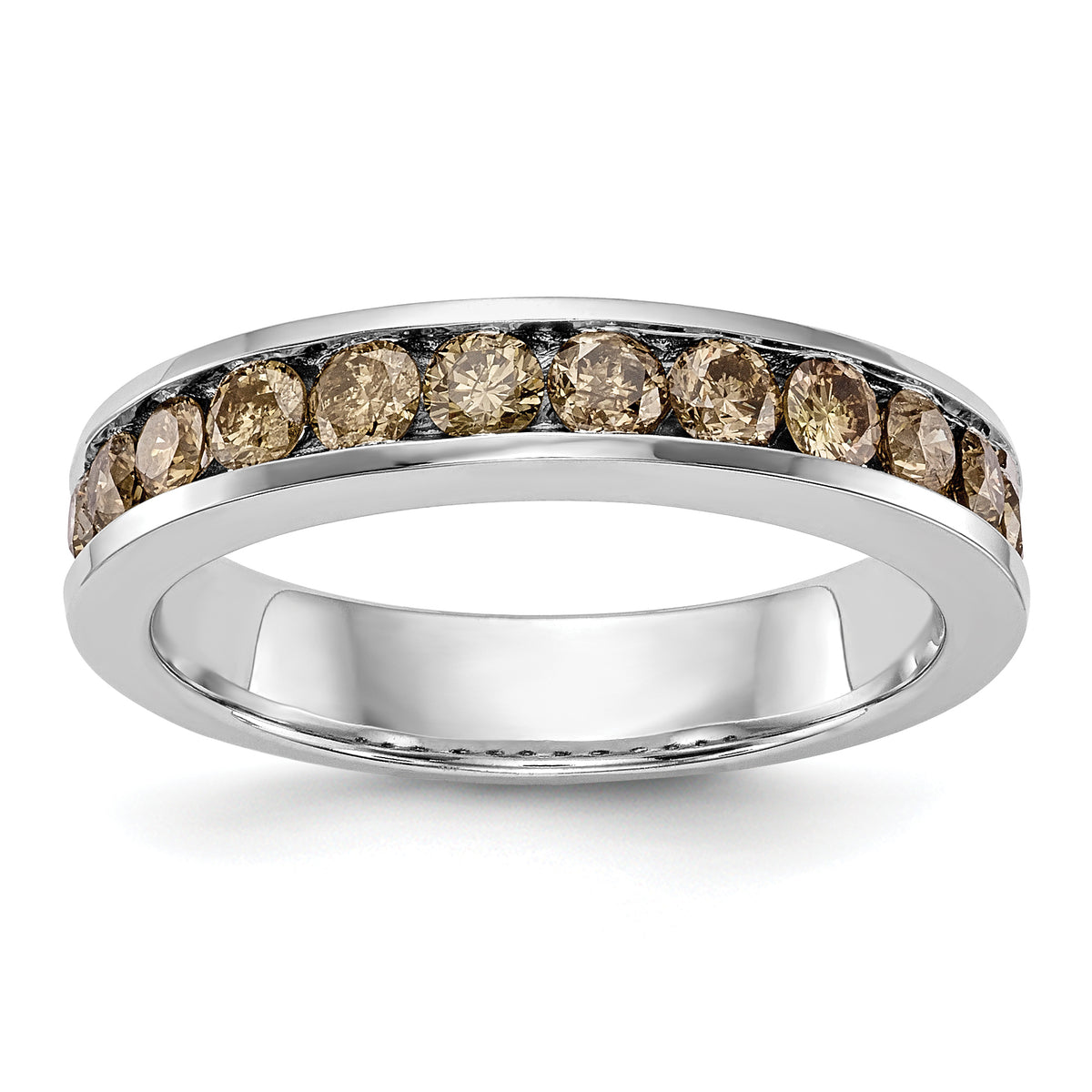 14K White Gold Champagne Diamond Band - 7