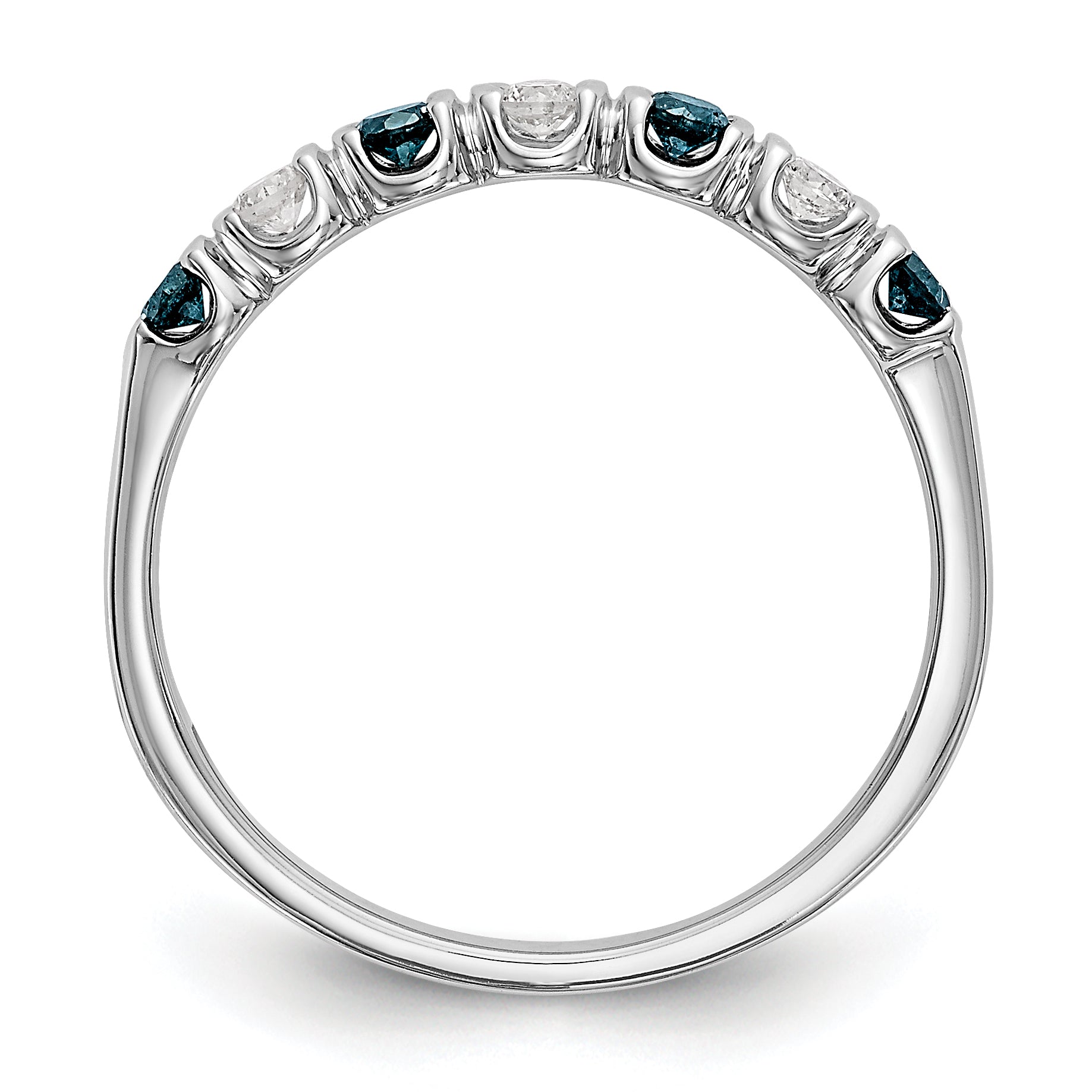 14k White Gold Blue & White Diamond Band Secondary image