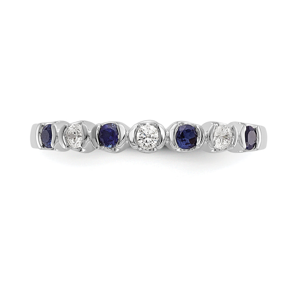 14k White Gold Blue & White Diamond Band