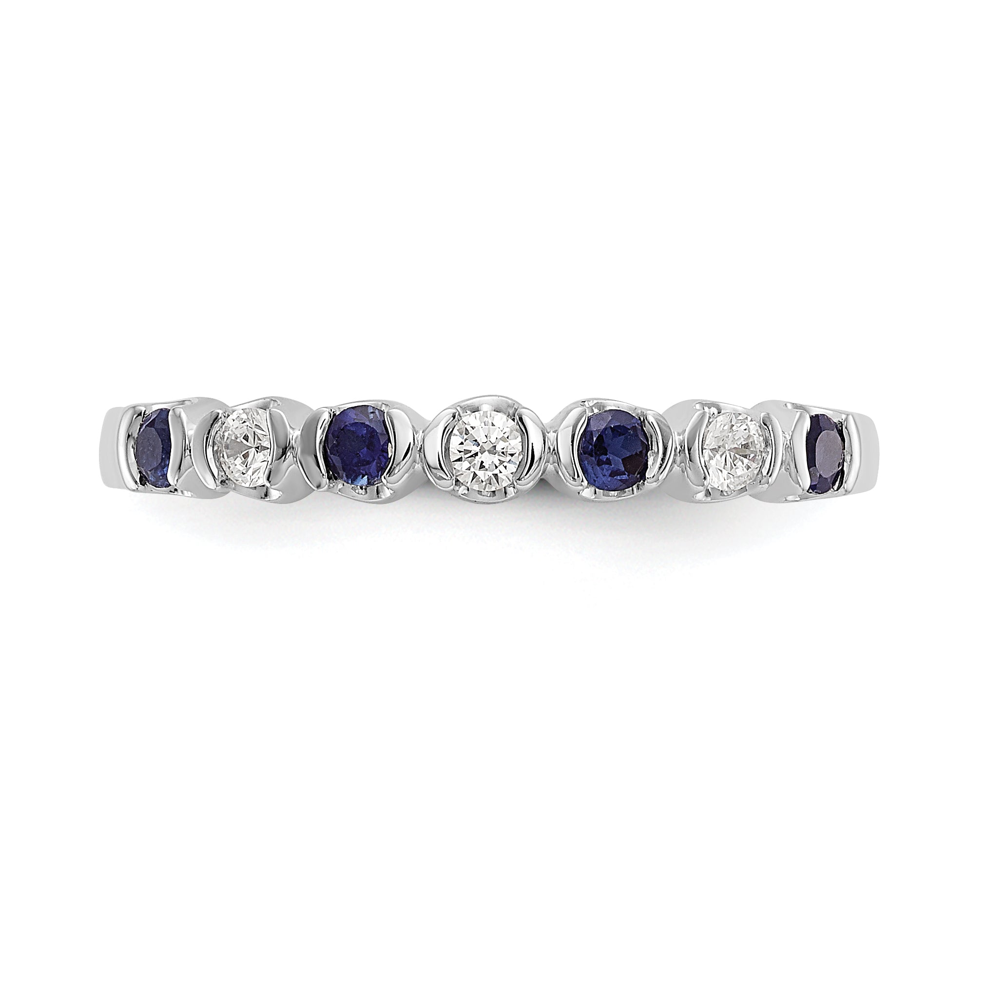 14k White Gold Blue & White Diamond Band