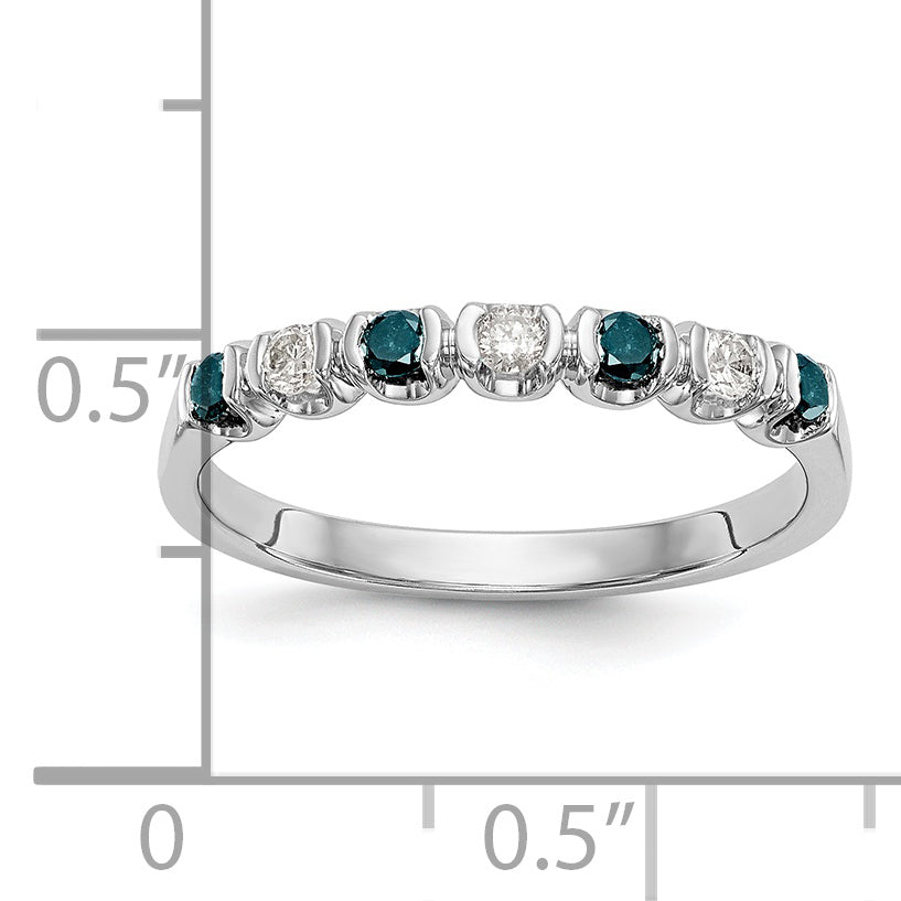 14k White Gold Blue & White Diamond Band