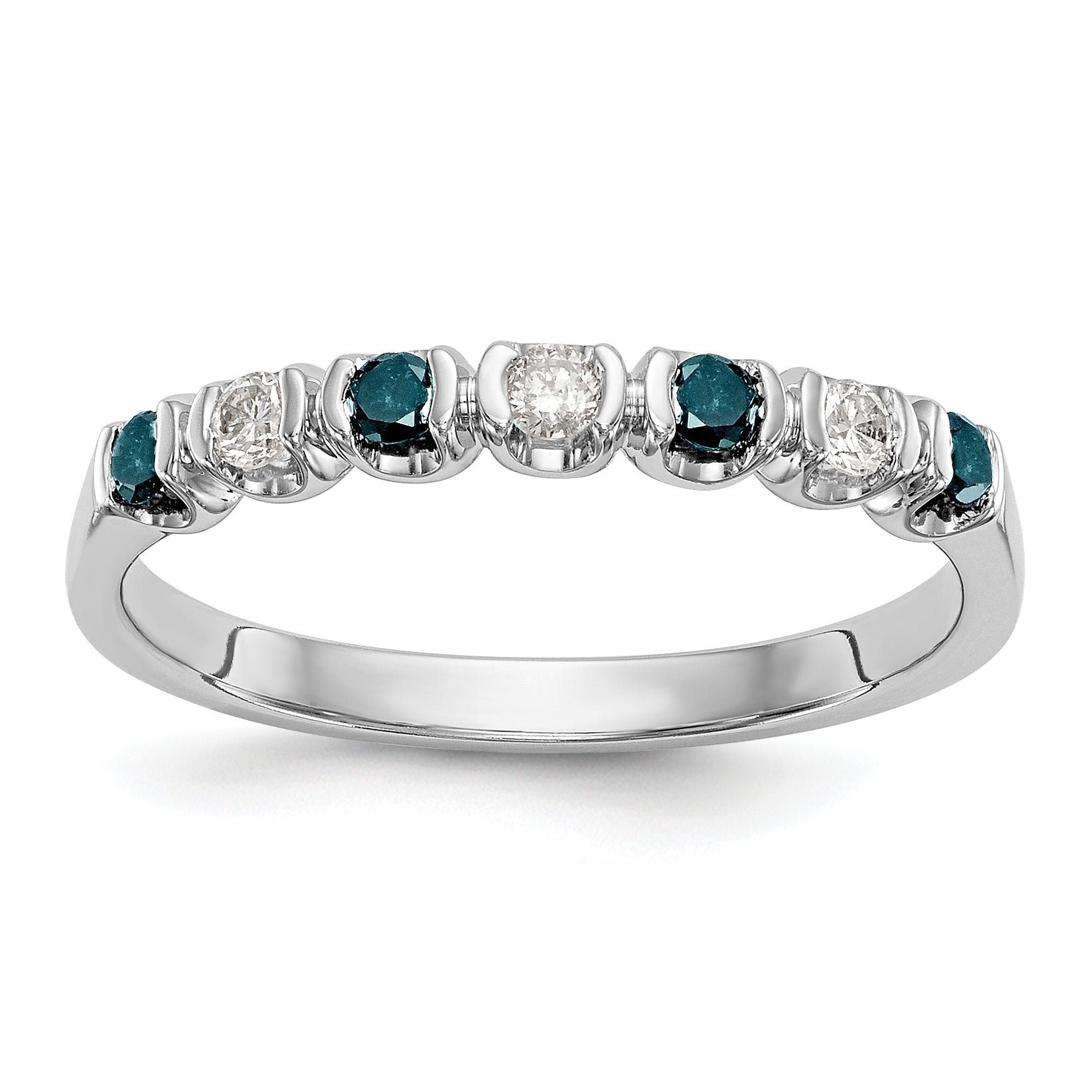 14k White Gold Blue & White Diamond Band Main image