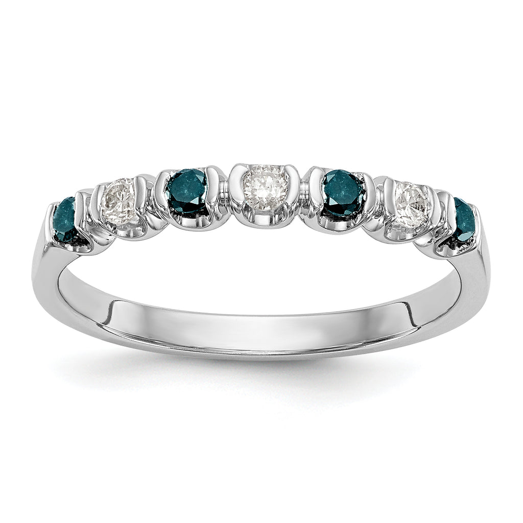 14k White Gold Blue & White Diamond Band