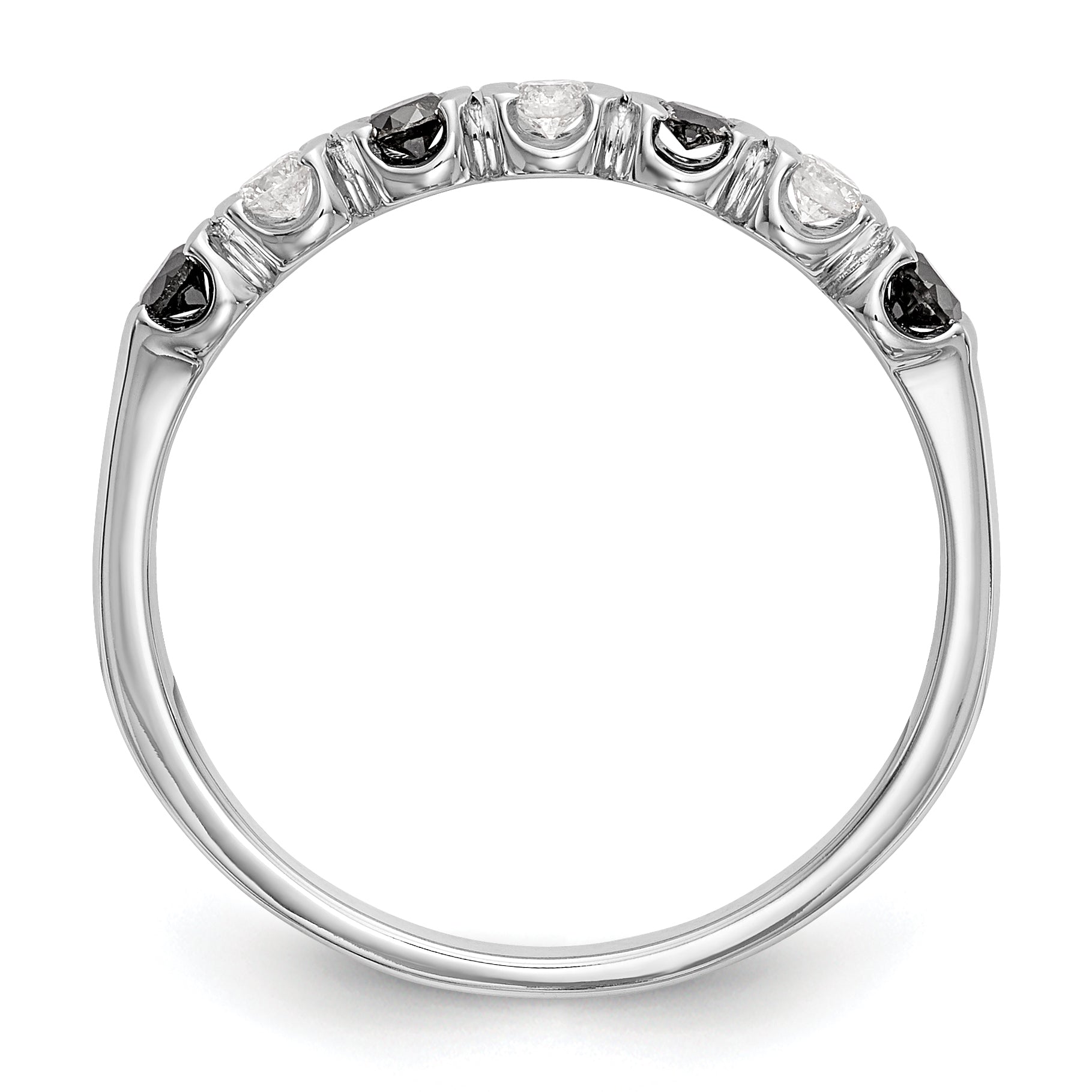 14K White Gold Black & White Diamond Band - 7
