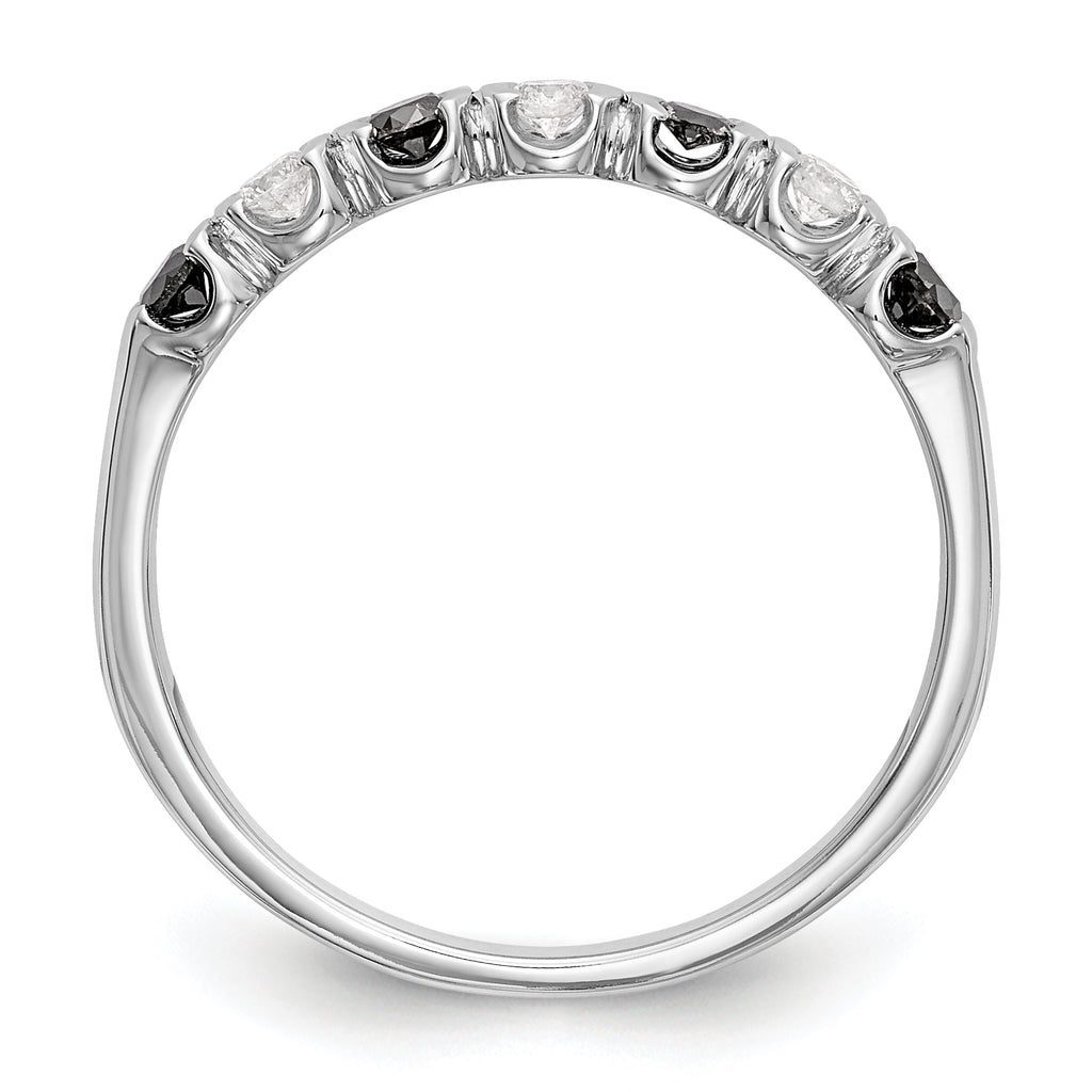 14K White Gold Black & White Diamond Band