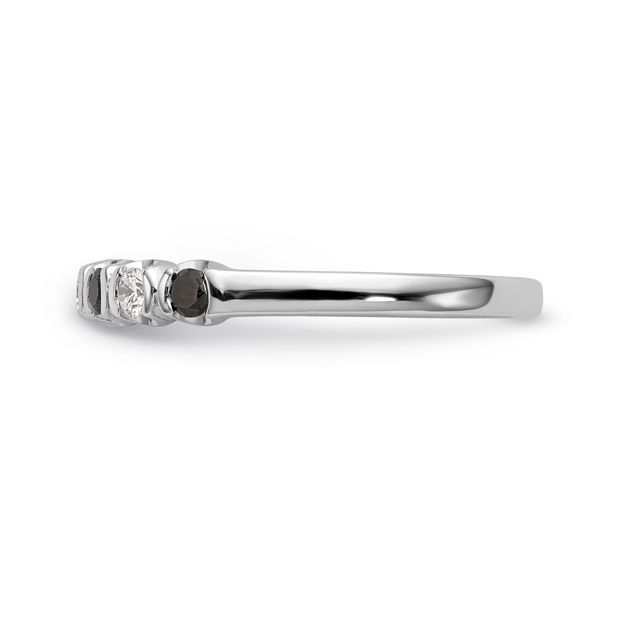 14K White Gold Black & White Diamond Band - 7