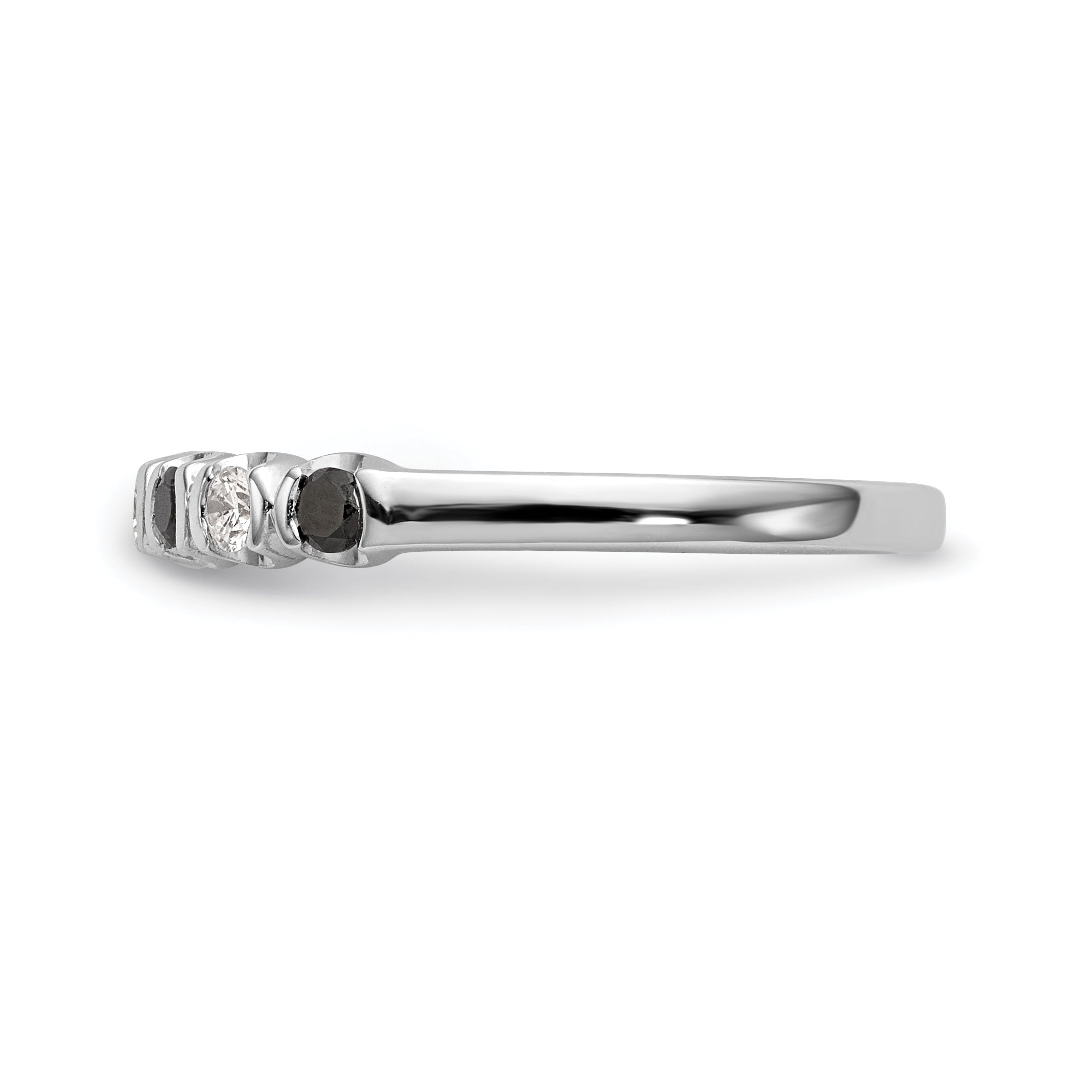 14K White Gold Black & White Diamond Band