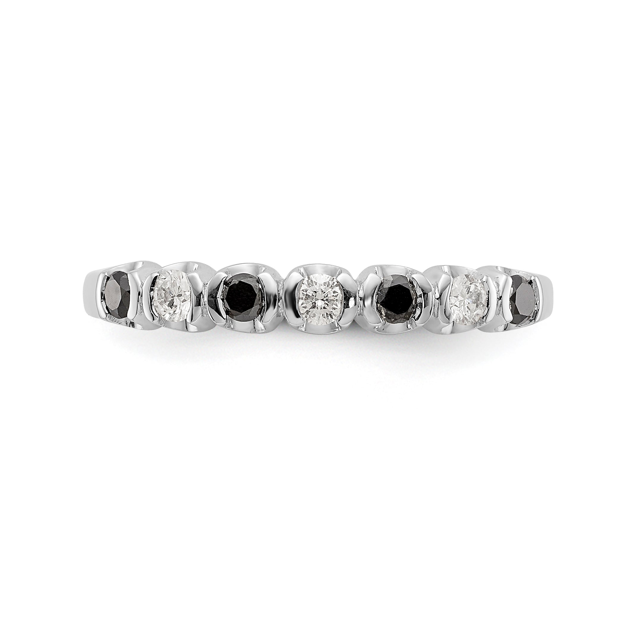 14K White Gold Black & White Diamond Band - 7