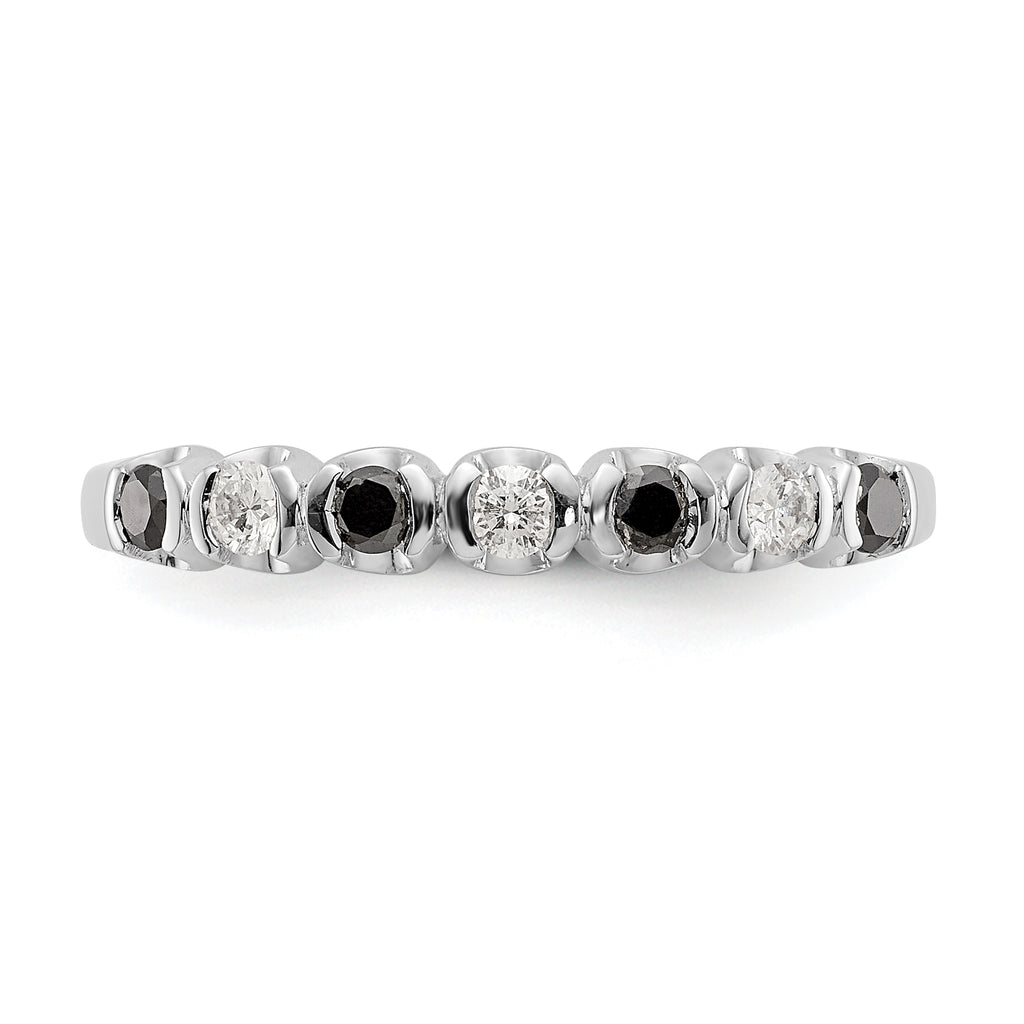 14K White Gold Black & White Diamond Band