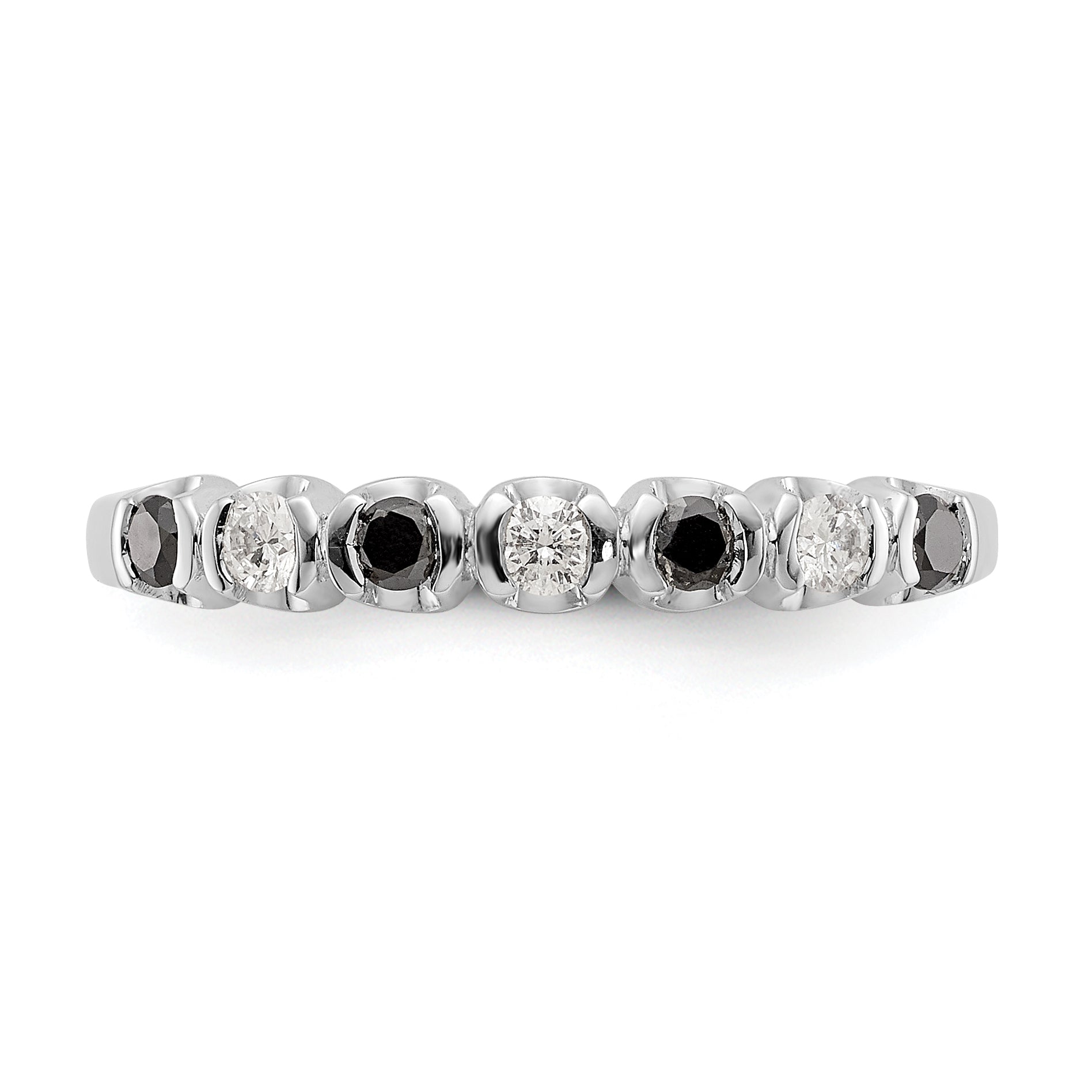 14K White Gold Black & White Diamond Band