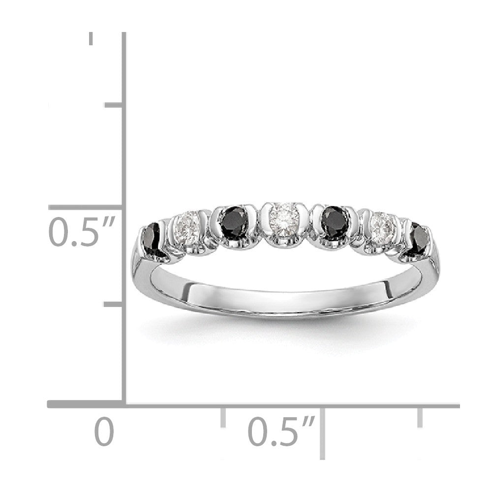 14K White Gold Black & White Diamond Band
