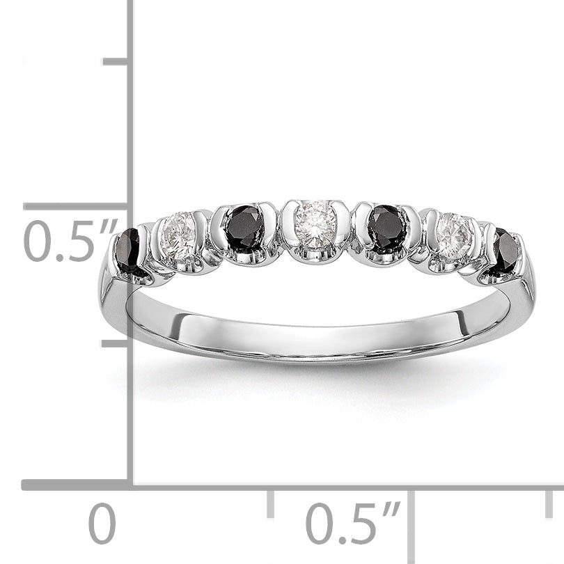 14K White Gold Black & White Diamond Band