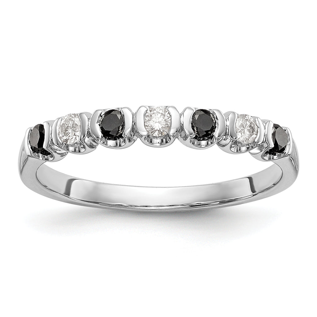 14K White Gold Black & White Diamond Band