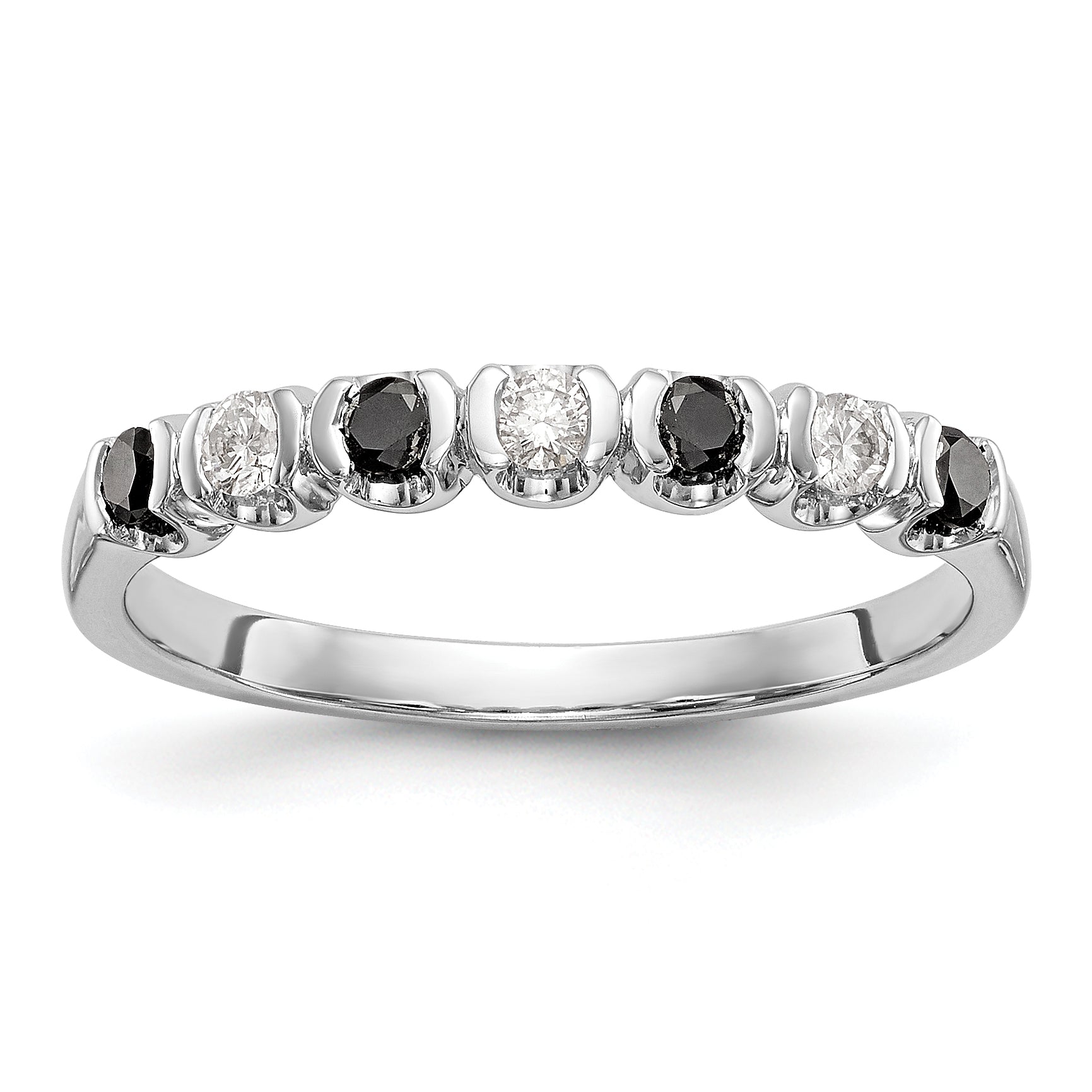 14K White Gold Black & White Diamond Band
