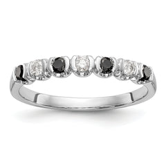 14K White Gold Black & White Diamond Band - 7
