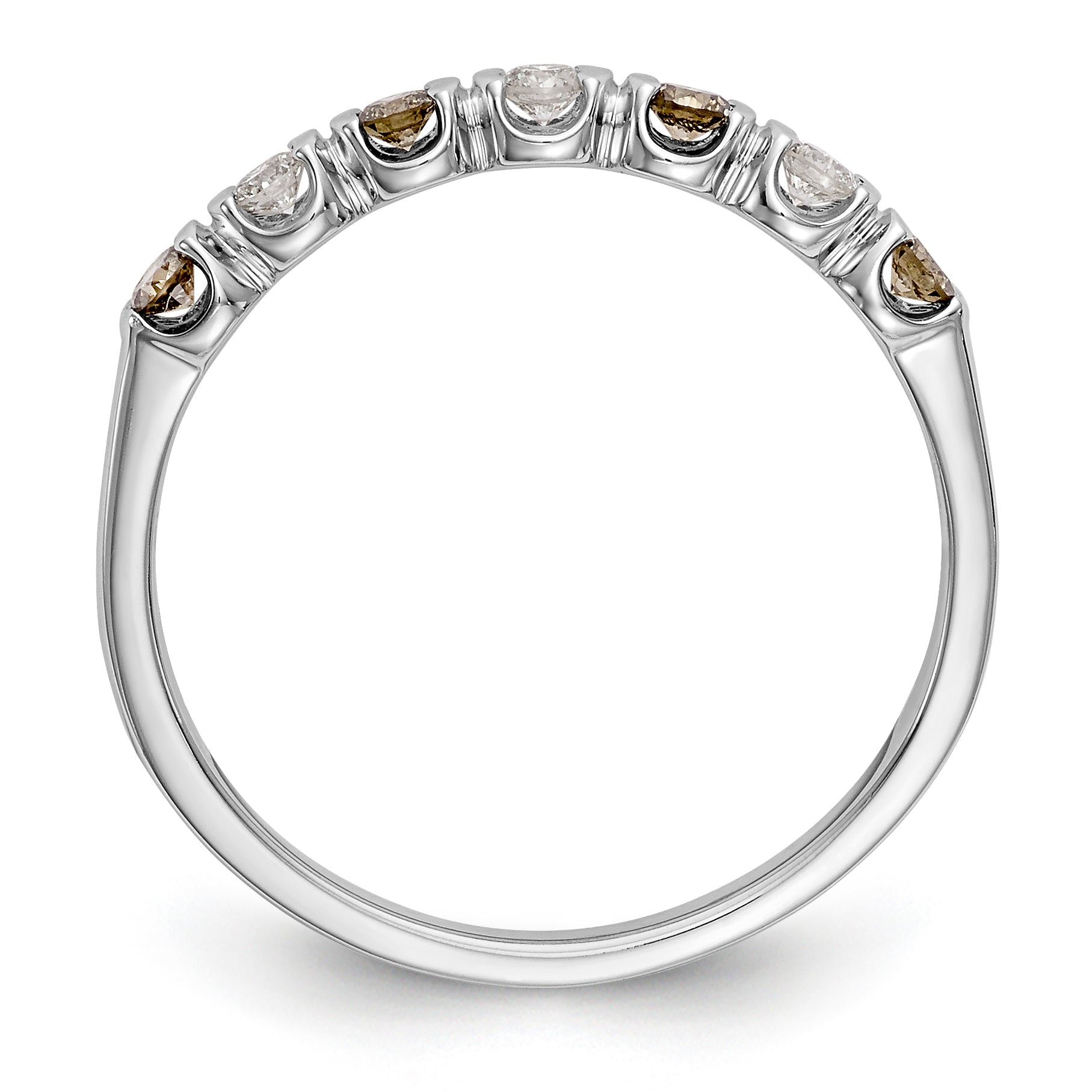 14K White Gold Champagne & White Diamond Band - 7